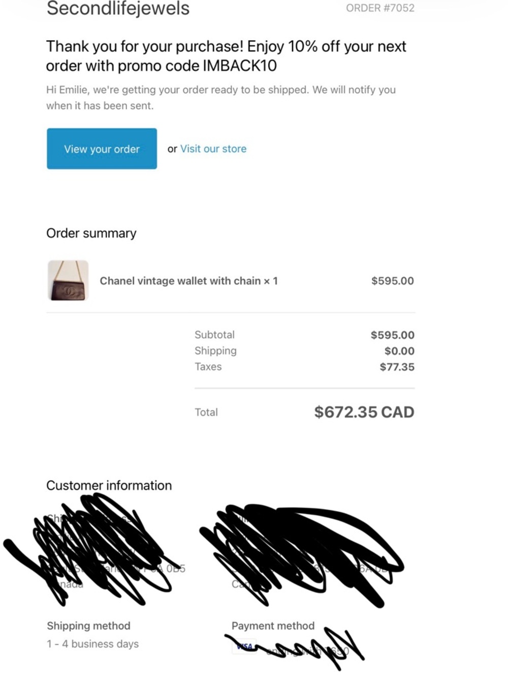 CHANEL Burgundy Caviar Leather Wallet with Gold Chain - Picture 5 of 5